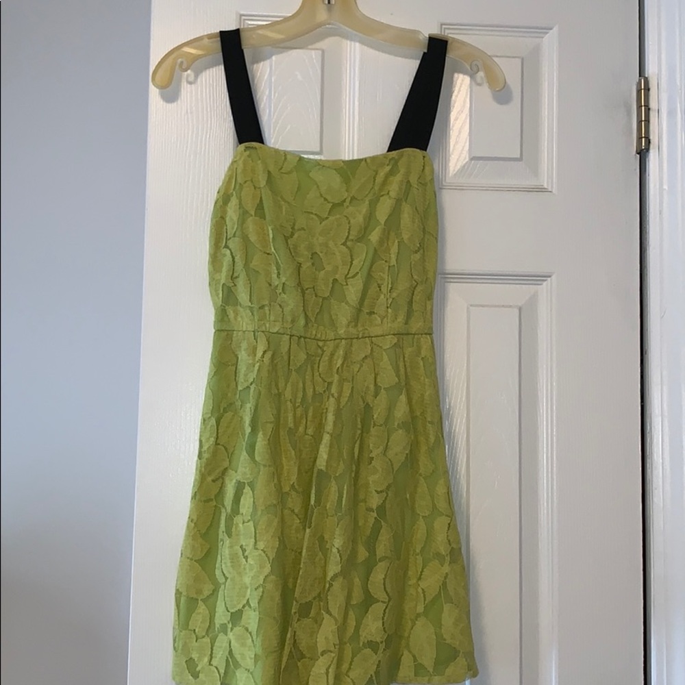 Green Simple Skater Dress w/ Lace